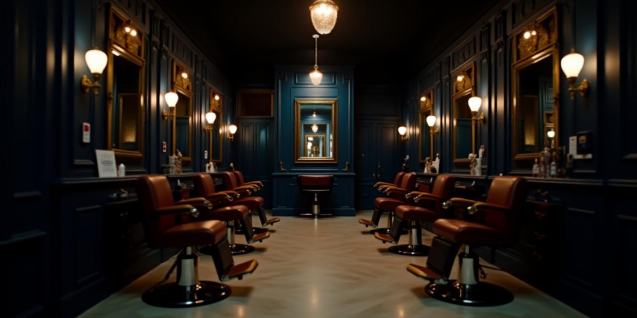 Interno elegante del barber shop [[COMPANY_NAME]] a Roma